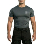 T-Shirt ACTIVE-DRY sport shirt, granite-grey, S.W.A.T, Emblem + patches