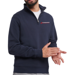Troyer (Quarter Zip Sweat) navy, Rettungsassistent mit roter EKG-Linie