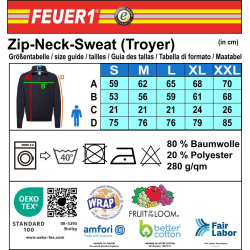 Troyer (Quarter Zip Sweat) navy, Los Angeles City Fire Department, neon yellow