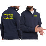 Troyer (Quarter Zip Sweat) navy, Los Angeles City Fire Department, neon yellow