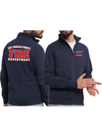 Troyer (Quarter Zip Sweat) navy, Los Angeles County Fire Department in weiß/rot