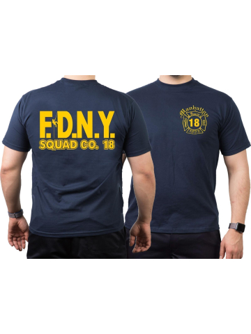 T-Shirt blu navy, New York City Fire Dept. Squad 18 Manhattan