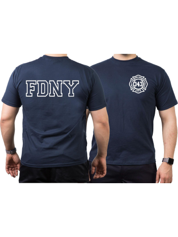 T-Shirt blu navy, New York City Fire Dept. (outline) - &quot;343&quot;