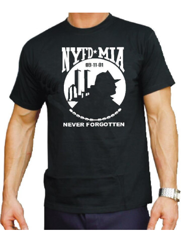 T-Shirt negro, New York City Fire Dept. MIA (Missing en Action) 343 Never Forgotten, L