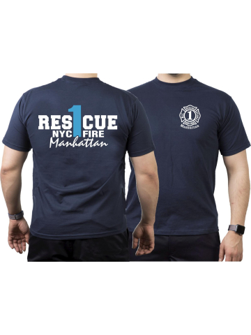 T-Shirt azul marino, Rescue1 (blue) Manhattan
