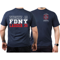 T-Shirt blu navy, New York City Fire Dept. Caveman Upper West Side Manhattan (E-40/L-35)