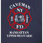 T-Shirt azul marino, New York City Fire Dept. Caveman Upper West Side Manhattan (E-40/L-35)