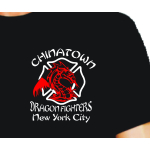 T-Shirt negro, New York City Fire Dept. Dragon Fighters Chinatown E-9/L-6