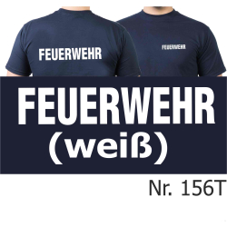 T-Shirt navy, FEUERWEHR in weiß (XS-4XL)
