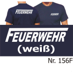 T-Shirt navy, FEUERWEHR mit langem "F" in weiß beidseitig (XS-3XL)