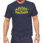 T-Shirt navy, "Homo Florianis" in neongelb