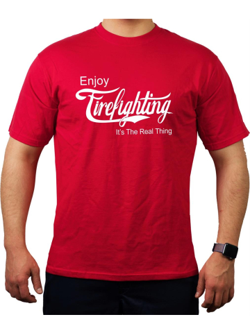 T-Shirt rot, "Enjoy Firefighting"