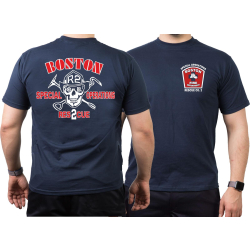 T-Shirt marin, Boston Fire Dept., Rescue 2 (Skull)
