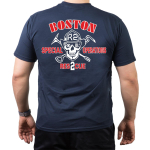 T-Shirt blu navy, Boston Fire Dept., Rescue 2 (Skull)