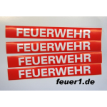 Etichetta "FEUERWEHR" rosso con biancoer font (21,5 cm x 2,7 cm)