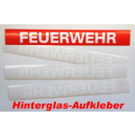 Autocollant "FEUERWEHR" rouge avec blancer police de caractère (Hinterglasaufkelber/innen) (21,5 cm x 2,7 cm)