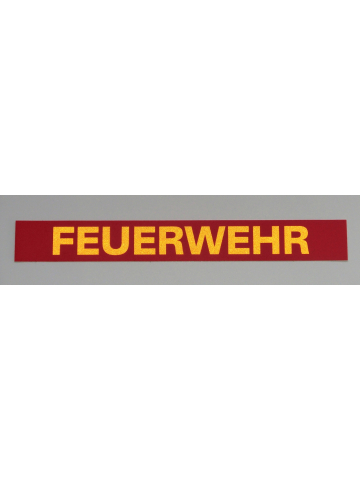 Autocollant "FEUERWEHR" rouge avec jaune réfléchissantr police de caractère (21,5 cm x 2,7 cm)