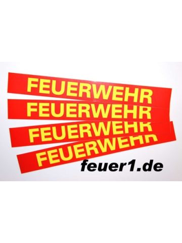 Sticker "FEUERWEHR" red with yellow font (21,5 cm x 2,7 cm)