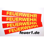 Aufkleber "FEUERWEHR" rot mit gelber Schrift  (21,5 cm x 2,7 cm)