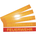 Sticker "FEUERWEHR" red with yellow font (HinterglasSticker/innen) (21,5 cm x 2,7 cm)