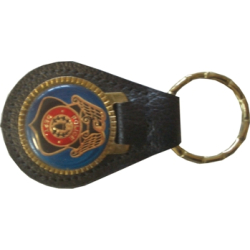 Leder-Schlüsselanhänger mit US Firefighter Logo aus Metall Feuerwehr #1 