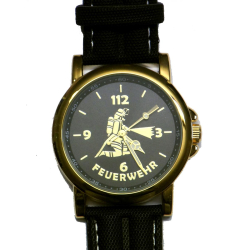Feuerwehr-Armbanduhr "112" - vergoldet