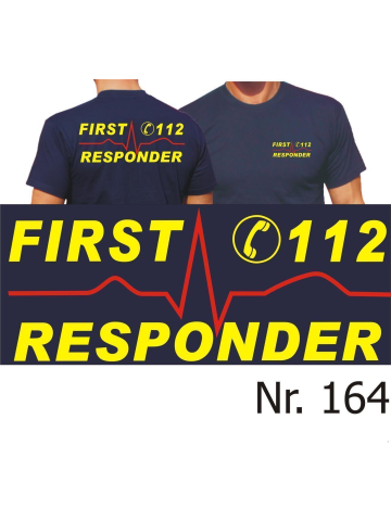 T-Shirt navy, FIRST RESPONDER (neongelb/rot)
