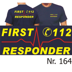 T-Shirt navy, FIRST RESPONDER (neongelb/rot)