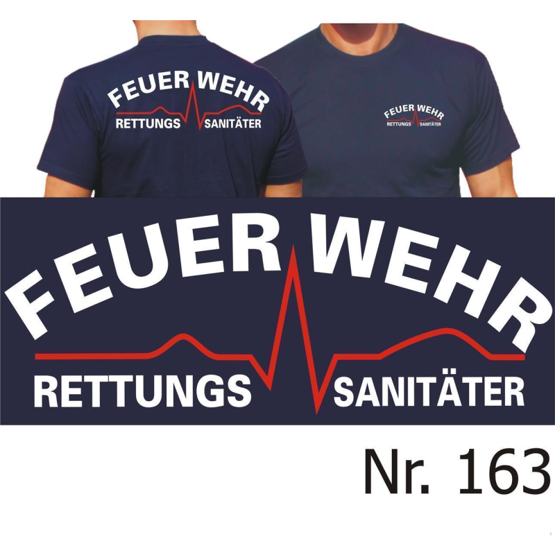 weiss/rot FEUERWEHR Rettungssanitäter T-Shirt navy 