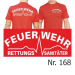 T-Shirt red, FEUERWEHR Rettungssanitäter white