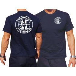 T-Shirt azul marino, FF blanco/Logo blanco