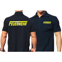 Polo navy, FEUERWEHR with long &quot;F&quot; yellow-refl.