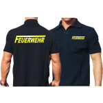 Polo navy, FEUERWEHR with long "F" yellow-refl.