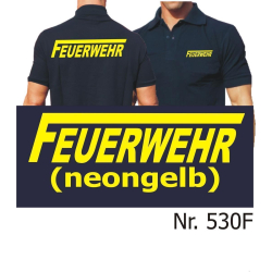 Polo navy, FEUERWEHR mit langem "F" neongelb...