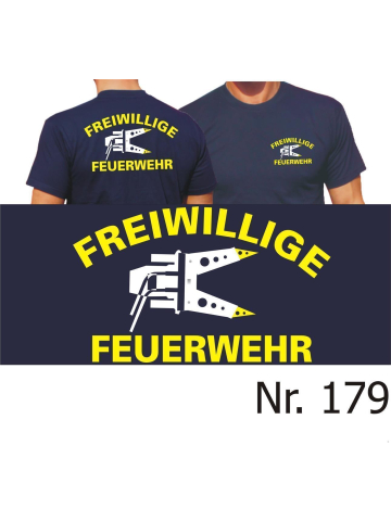 T-Shirt navy, FF mit Spreizer, neongelb/weiß