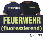 T-Shirt navy, FEUERWEHR fluoreszierende Schrift beidseitig