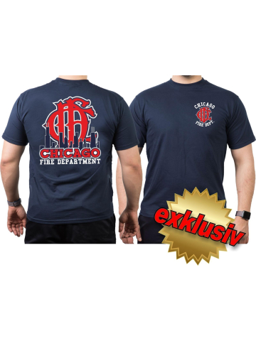 CHICAGO FIRE Dept. CFD/Skyline/old emblem, azul marino T-Shirt, M