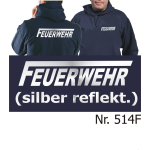 Hoodie navy, FEUERWEHR with long "F" in silver-reflective