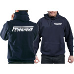 Hoodie navy, FEUERWEHR with long "F" in silver-reflective