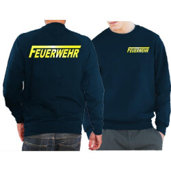Sweat navy, FEUERWEHR with long "F" yellow-reflective font