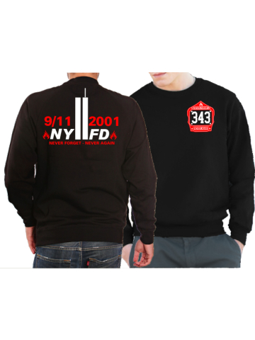 Sweat black, 9/11 "Never Forget -Never Again" (white/red)