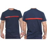 T-Shirt french navy "FEUERWEHR" gestickt auf rotem Streifen L