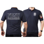 Polo blu navy, New York City Fire Dept. (Outline) PARAMEDIC, con Emblem auf manica