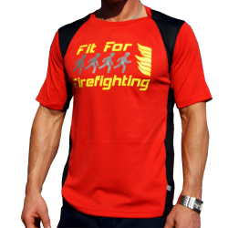 Laufshirt rot, "Fit for Firefighting" atmungsaktiv