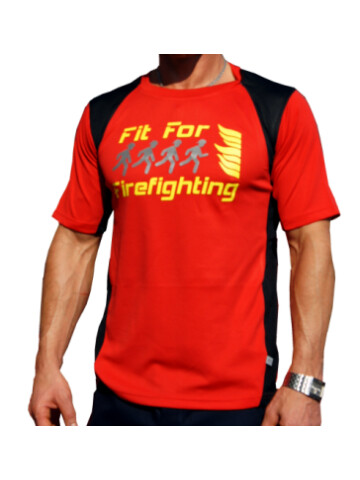 Laufshirt rot, "Fit for Firefighting" atmungsaktiv S
