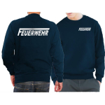 Sweat navy, FEUERWEHR mit langem "F" silber-reflektierende Schrift (XS-3XL)
