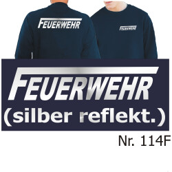 Sweat navy, FEUERWEHR mit langem "F" silber-reflektierende Schrift XL
