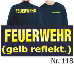 Sweat navy, FEUERWEHR gelb-reflektierend beidseitig (XS-3XL)