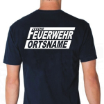 T-Shirt blu navy, font "FJN" Jugendfeuerwehr con nome del luogo