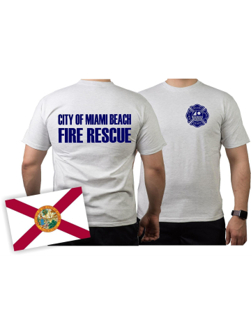 T-Shirt ash: Miami Beach Fire Rescue, blue